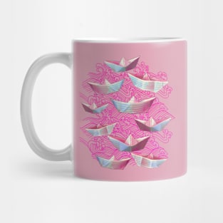 Pink Waves and Paper Boats Mug